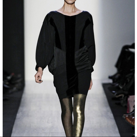 Nwt Bcbgmaxazria Runway Crepe Black Velvet Dress